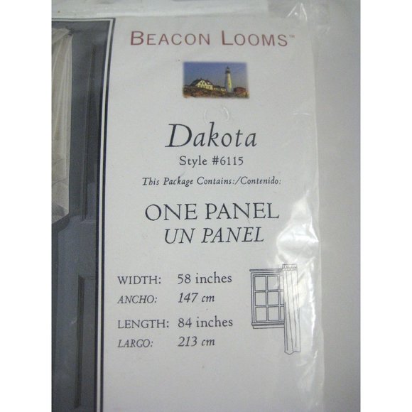 NEW Beacon Looms 1 Panel Curtain Window 58 x 84 Inches Sheers Off White Pattern - Picture 4 of 5